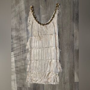 90s made in CA Fringe Dress with Gold Accents